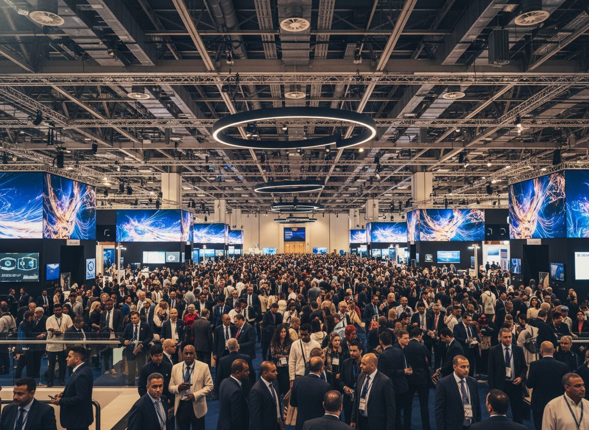 Vue de la grande halle de GITEX Africa à Marrakech — densité de visiteurs représentative.